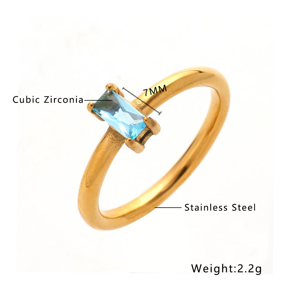 Women s 18K Gold Plated Stainless Steel Ring with Zirconia and Diamond Inlay