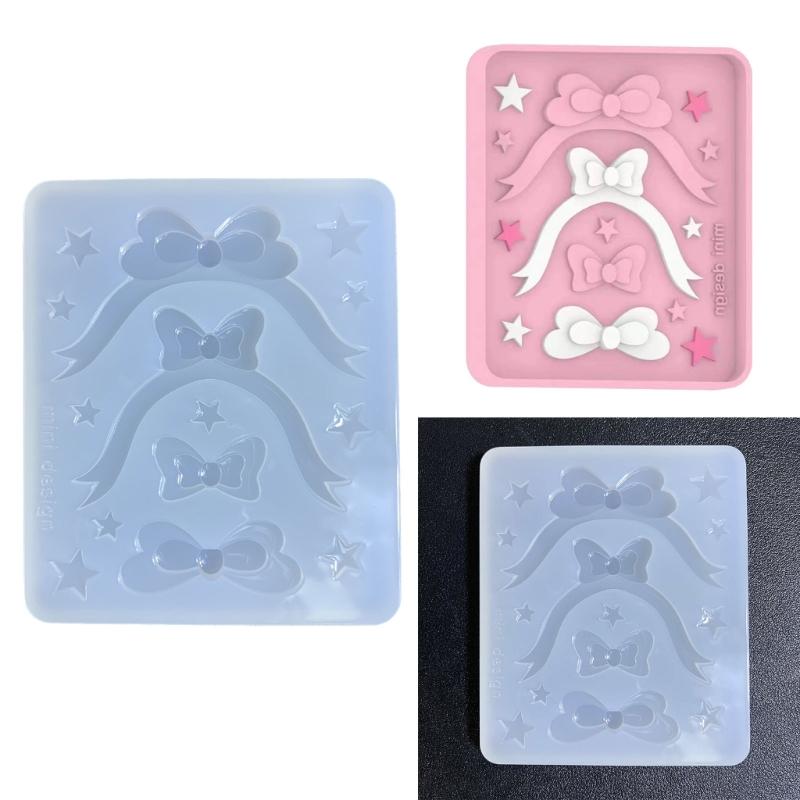 Princess on the Run Bowknot Star Parts Silicone Mold Keychain Bag Pendant Handmade Ornament Mold for Birthday Gift