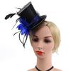 Vintage Top Hat Feather Decoration Magic Hat Gothic Costume Hat for Women Fancy Dress Party