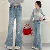 Girls' Rhinestone Distressed High-Waist Flare Jeans with Star Design - Autumn 2026 Collection for Kids