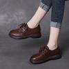 Women's Handmade Genuine Leather Lace-Up Soft Sole Casual Shoes - Retro Autumn Style