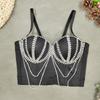 Women's Fashion Diamond Chain Fishbone Wrap Outerwear Performance Costume Body Shaping Bra