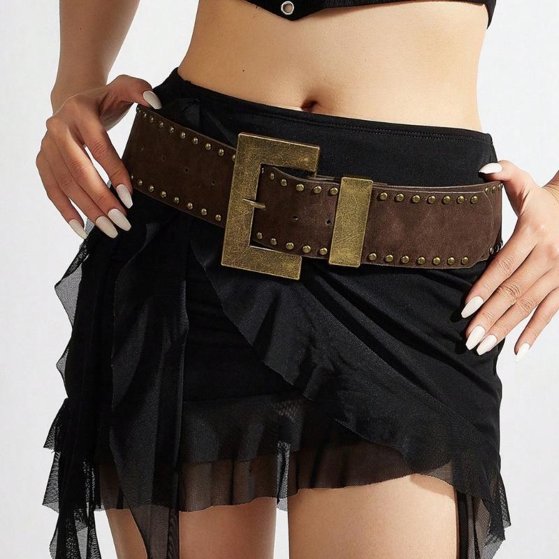 Edgy Studded Punk Belt With Adjustable Length Durability Synthetic Leather for Men and Women