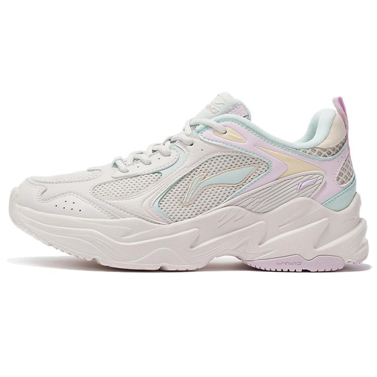 New LiNing Cushioning Slip Resistant Breathable Rebound Low Top Casual Running Shoes Women's White Pink ARLS008-4