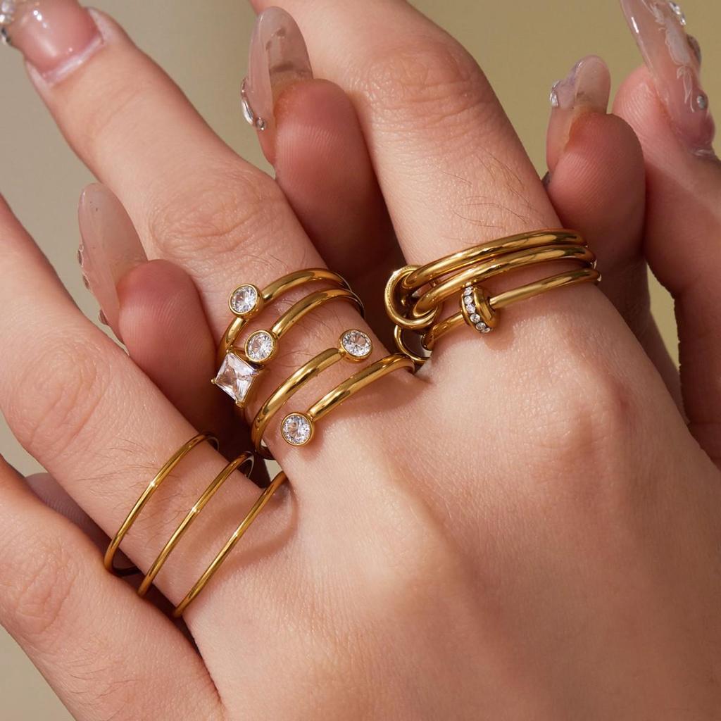 Ferris Wheel European-American Style Adjustable Wrap Coil Spring Ring for Women - Circular Stainless Steel Jewelry
