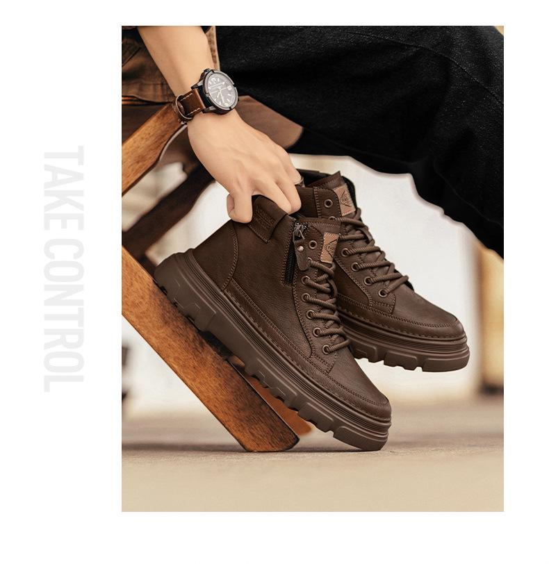 Men's Retro High-Top Work Boots: 2025 Autumn/Winter Thick-Soled Casual Martin Boots
