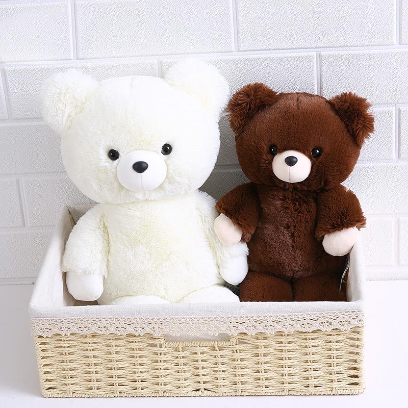 Soft And Cuddly Down Cotton Teddy Bear Plush Toy, Fox Fur Fabric, White And Brown, 46cm/36cm