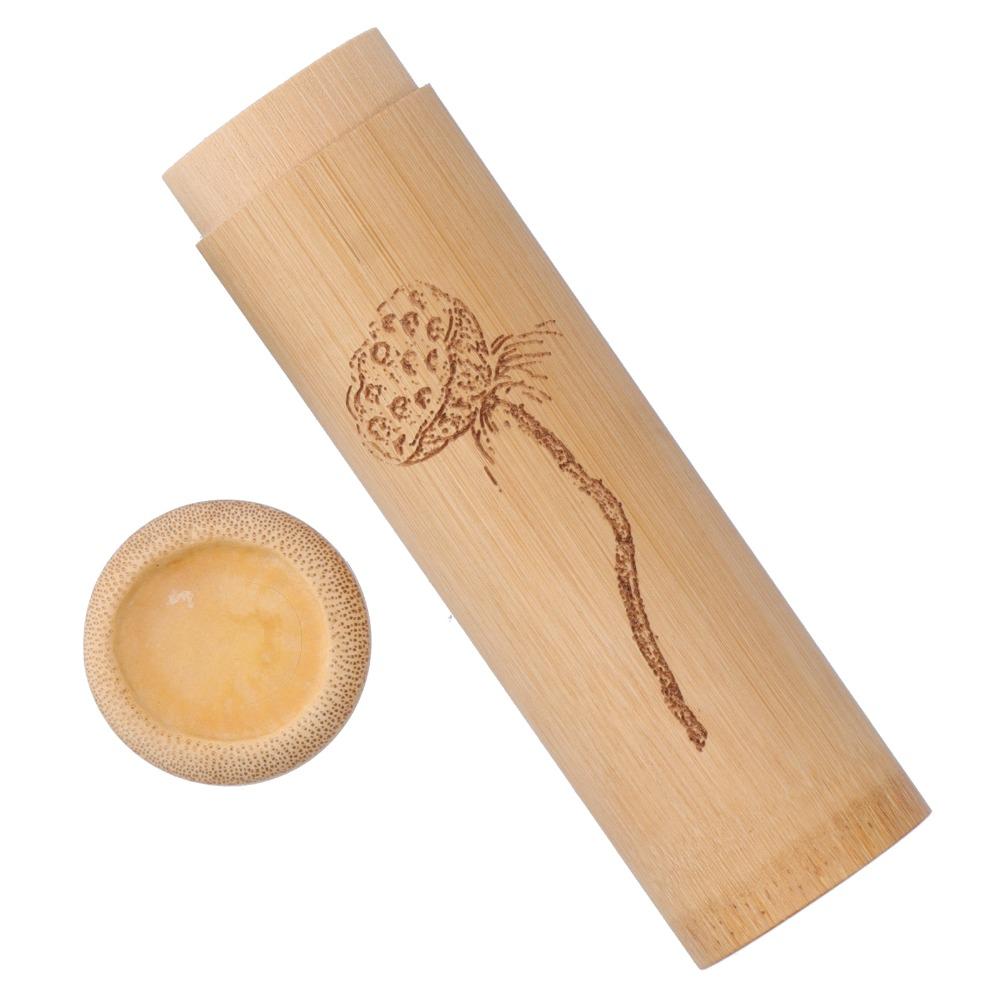 2Pcs Durable Bamboo Tea Canister Round Shape With Lid Tea Container 1.38 x 5.91in Incense Canister Spices