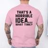 Unisexs Funny Letter Print Tshirt Thats A Horrible Idea What Time Novelty Quote Graphic Tee Casual Soft Short Sleeve Tops
