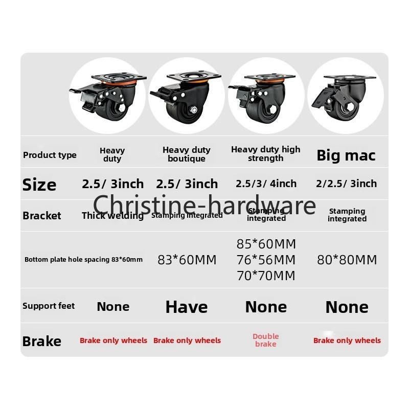 2.5"/3" Heavy Duty Leveling Caster 60F/80F - Low Center Gravity Swivel Castor Wheel with Support Leg for Machinery
