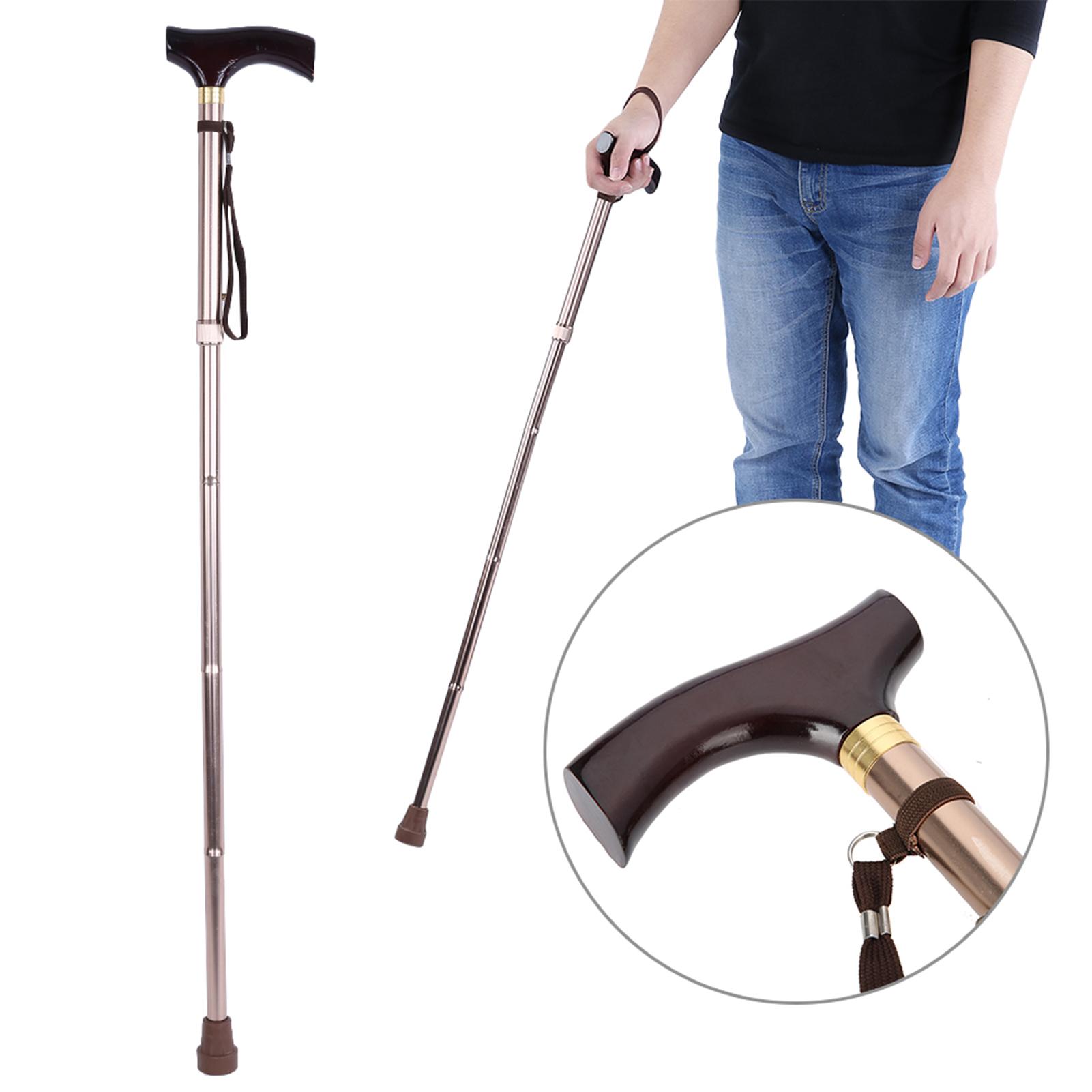 

Wooden Handle Foldable Elderly Safety Walking Stick Guide Blind Cane Crutch Bronze