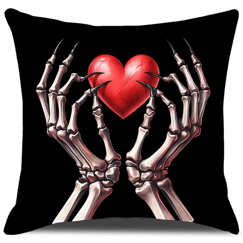Niche Valentine's Day Skeleton Hand Love Pillow Case Line Cushion Pillow Household Sofa Pillow Case