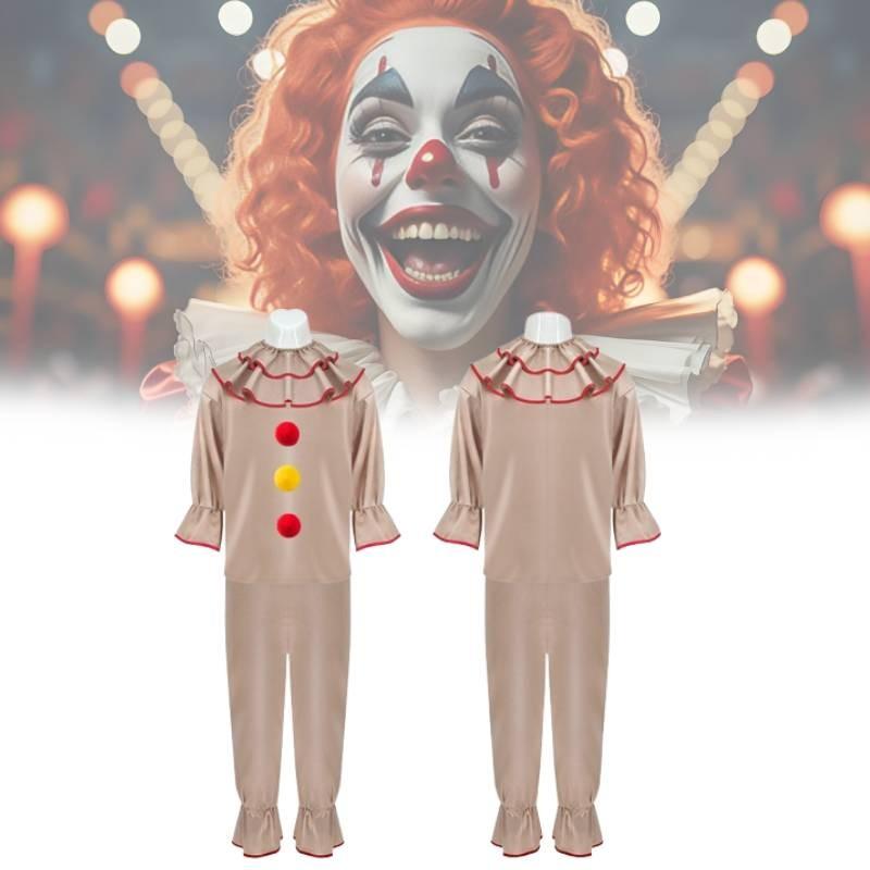 Twisted Clown Cosplay Costume For American Horror Story In Stylish Brown Fabric