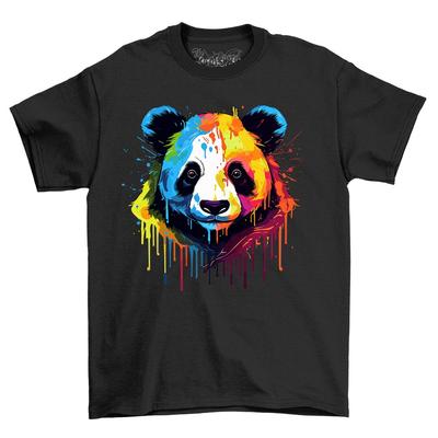Panda Paint Drip Design T-shirt - Funny and Adorable! 100% Cotton, Funny T-shirt