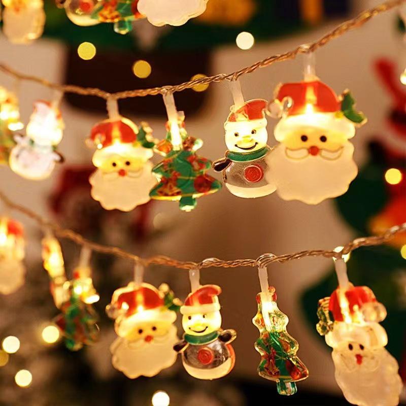 Cross-Border LED Christmas String Lights - Flashing Cartoon Snowman Decorative Holiday Atmosphere