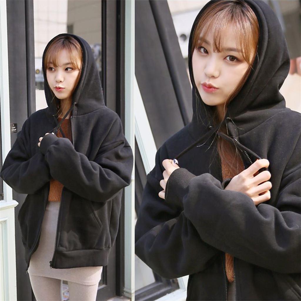 

Готовый запас большого размера, корейский пуловер на молнии, толстовка с капюшоном, цвет, свободный кроп L