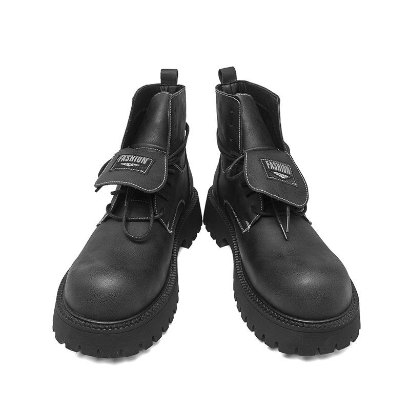 

Men s Martin boots 46 large size autumn and winter new men s high-top casual leather shoes fashion trend big head short boots 46