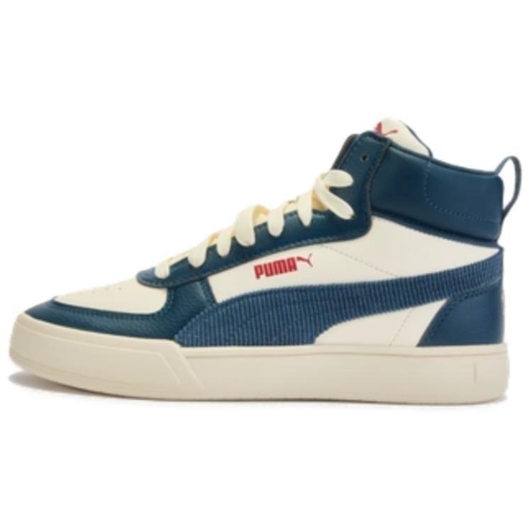 Puma Caven Unisex Retro Maillard Color Block Mid Skate Shoes Off White Blue 407869-01
