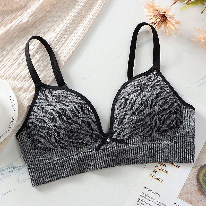 

Zebra Print Teenage Bra Wire-Free Thin Breathable Seamless Push-Up Women s Underwear 32/70 чорний