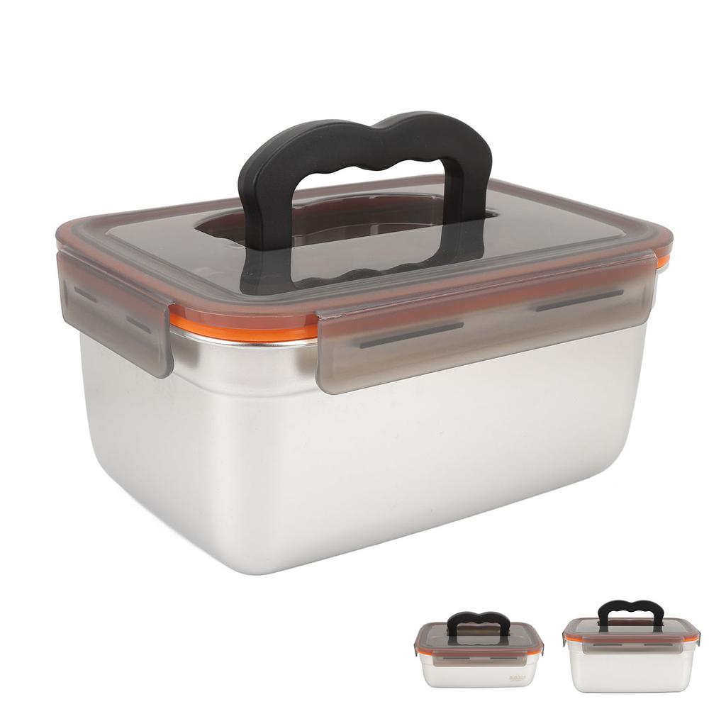 304 Stainless Steel Food Storage Container Metal Sealed Lunch Box with Handle for Home Refrigerator