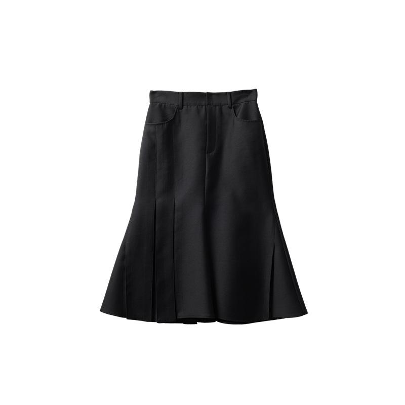 

Spring 2026 Elegant High-Waisted A-Line Over-the-Knee Skirt for Women Large чёрный