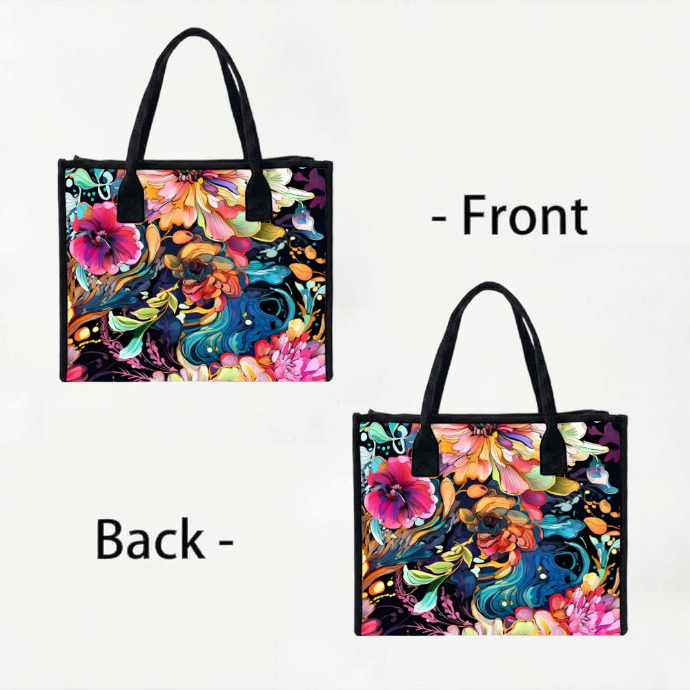 Floral Printed Tote Bag Casual Large Capacity Handbag for Daily Use