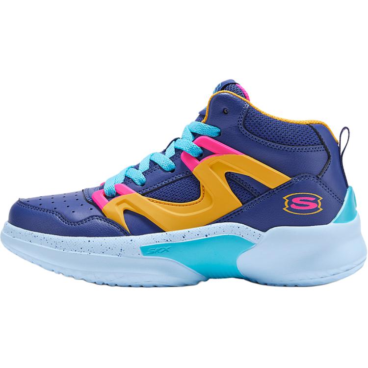 Skechers Comfortable Versatile Non-Slip Durable Mid-Top Kids Basketball Shoes Kids sneakers Navy-Blue 406073L-NVMT 32