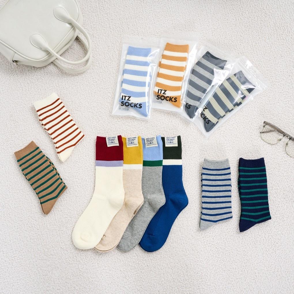It's Socks Label Color Block Socks Navy Green_FS0825022