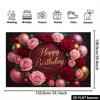 2D Flat Floral Happy Birthday Party Photo Booth Background Cloth
