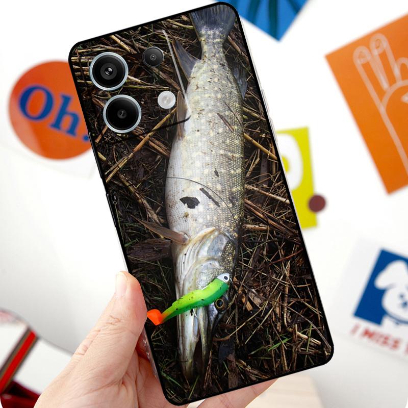 Pike Fish Fishing Bait Funda For Xiaomi Redmi Note 13 10 11 12 14 Pro 11S 12S Case For Redmi 15 12C 13C 14C 10C 15C
