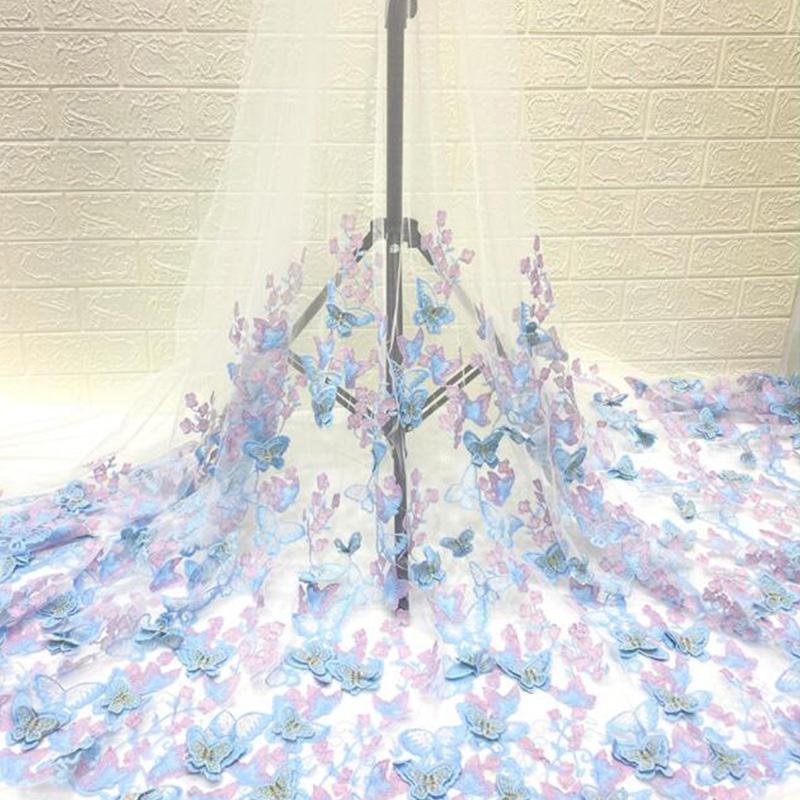 5yards Butterfly Tulle Fabric Handmade Water-Soluble Mesh Embroidery Lace Fashion Fabric DIY Women Clothing Dress Gauze Material