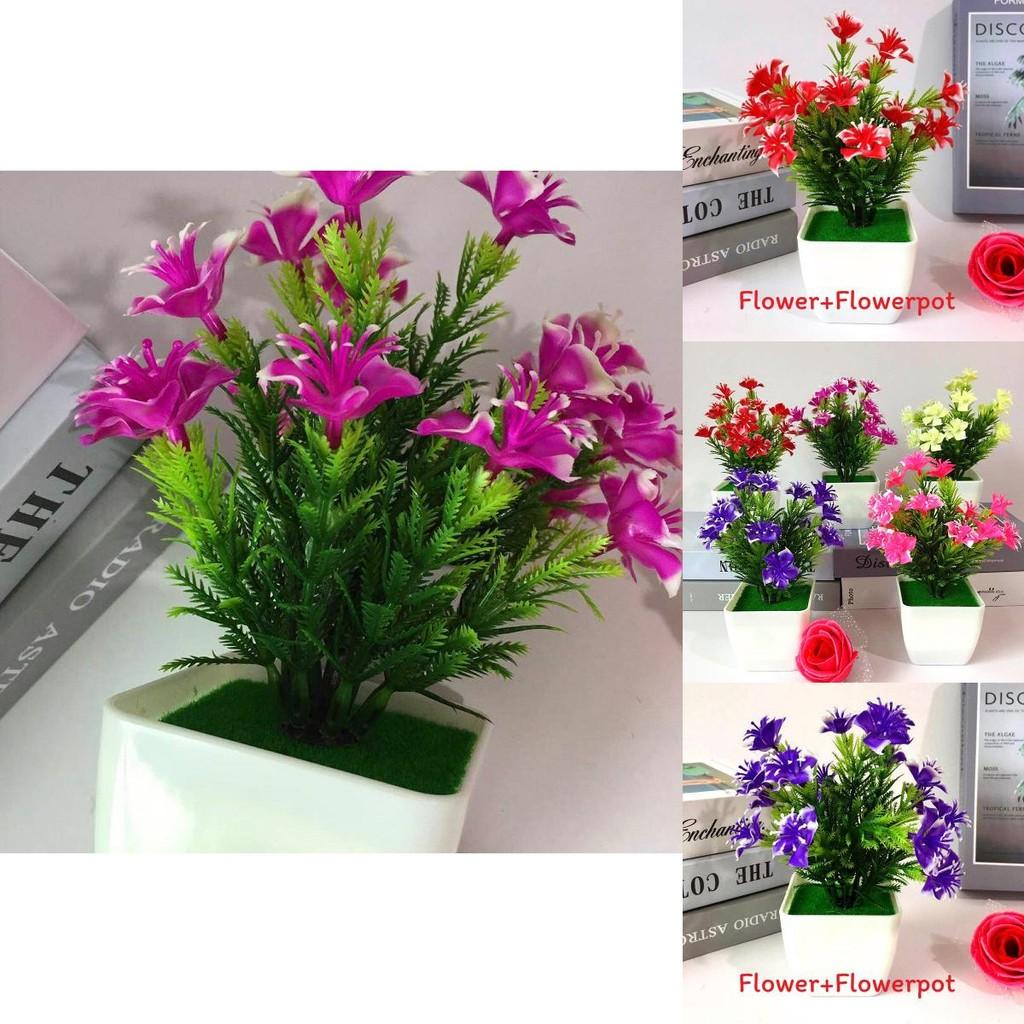 Camellia Sasanqua Miniature Artificial Plant Set With Flower And Pot For Home Decor And Gift