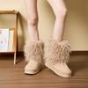 2025 New Style Autumn and Winter Long Wool Mid-calf Boots Thick-soled Warm Home Cotton Shoes Casual Fashion Snow Boots for Women