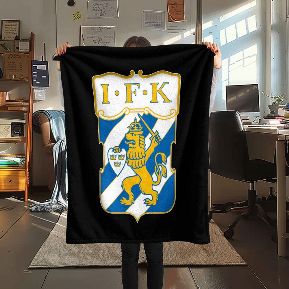 Coperta in Flanella Stampata IFK Goteborg, morbido plaid per camera da letto divano, lavabile, merchandising per tifosi di calcio, ottimo regalo.