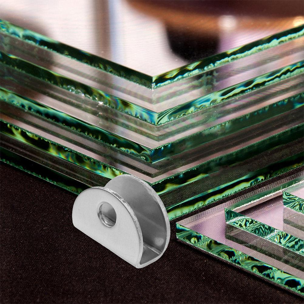 

10Pcs Glass Mirror Clips Heavy Duty Retainer Holder Frameless Mirror Mounting Brackets Bathroom Cabinet Glass Holder Clips Silver