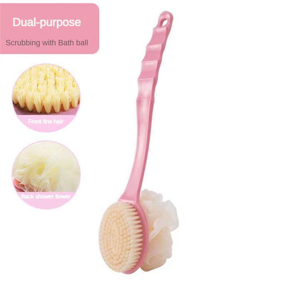 Portable Doublesided Bath Scrub Brush Long Handle Scrub Back Brush Exfoliating Brush Soft Bristles Skin Friendly Brush Back Tool