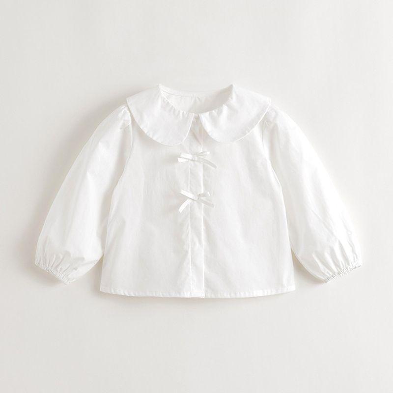 Mark Jenny Girls Cute Bow Doll Collar Shirt Baby Shirt 2026 Spring New Style 551658 Beige 110