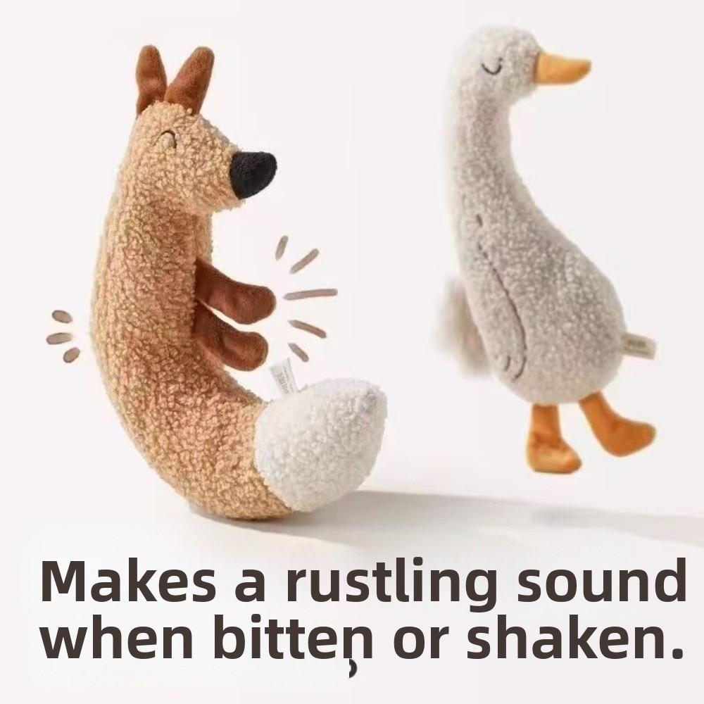 Plush Pet Teething Toy Goose Shape Cat Interactive Toy Cat Dog Chewers Toy  Relieve Boredom