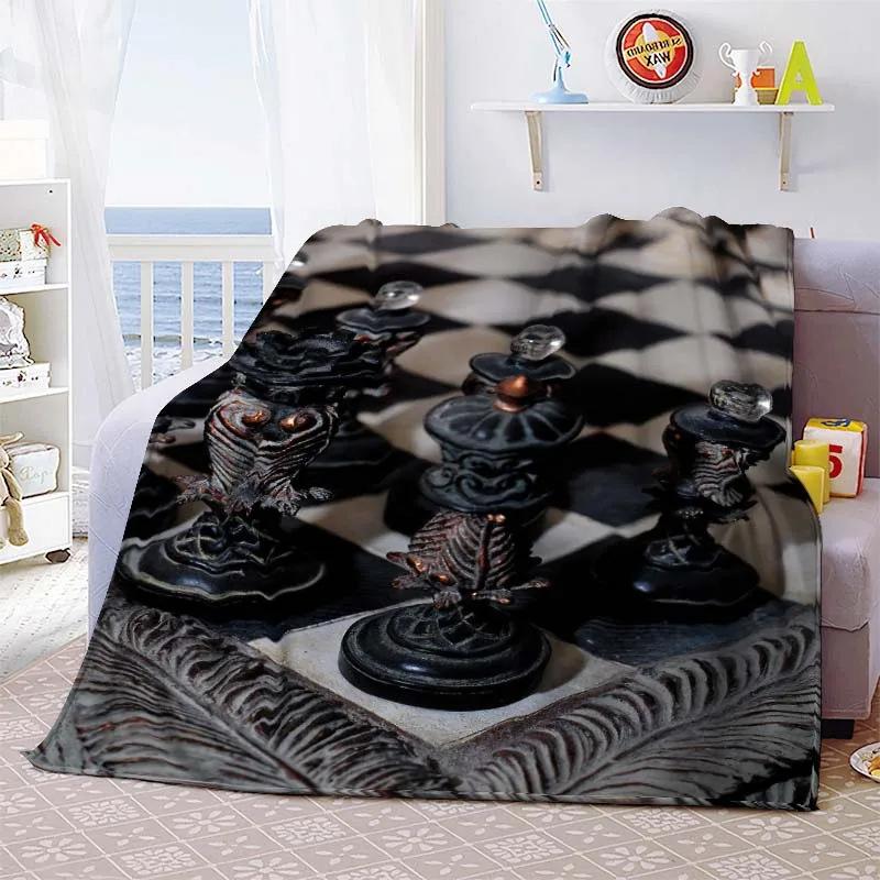 Chess Printed Flannel Blanket Chess Lovers Gift Blanket Blanket