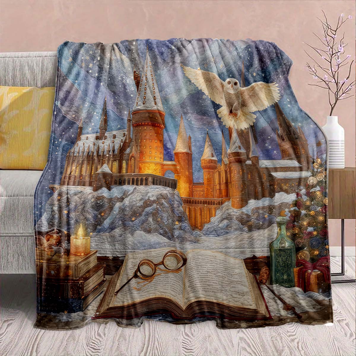 

Magic Owl Flannel Blanket - Soft Warm Perfect for Sofa, Bedding Camping Travel Office Home Decor 75x90cm
