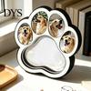 Dog Loss Keepsake Gift Wooden Paw‑Shaped Pet Memorial Picture Frame, Photo Frame with Fur Storage Compartment, Remembrance Tabletop Ornament for Cat