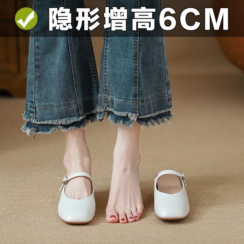 

Summer dinner temperament Baotou with Mary Jane half slippers women s summer outer wear invisible height increase 6cm small size 33 39