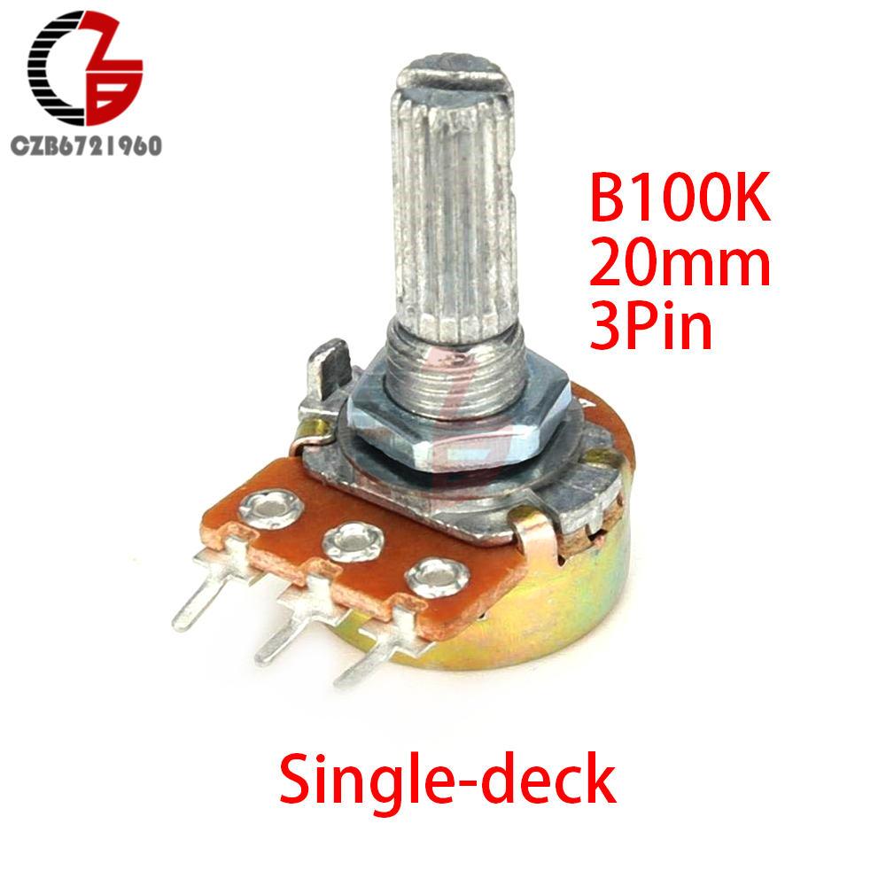 WH148 3-Pin 20mm Potentiometer Schalter 1K 2K 5K 10K 20K 50K 100K 250K 500K 1M B10 Potentiometer Einzel- Doppel-Schicht