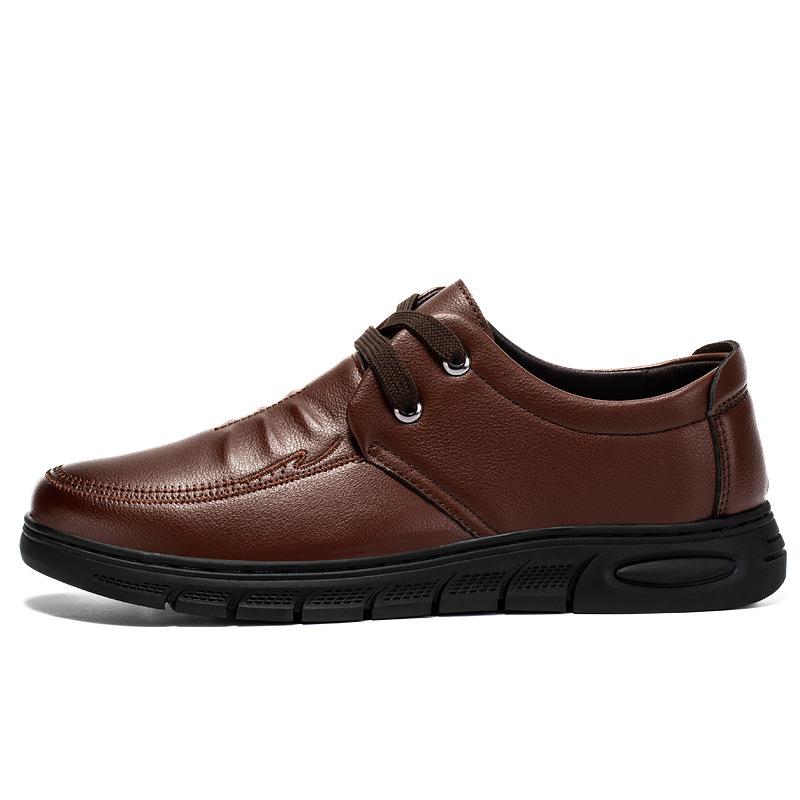 

Мужские повседневные кожаные туфли с низким верхом, модные, универсальные, сверхлегкие подошвы, средние, папины туфли, модные, модные, кожаные туфли 44 коричневый