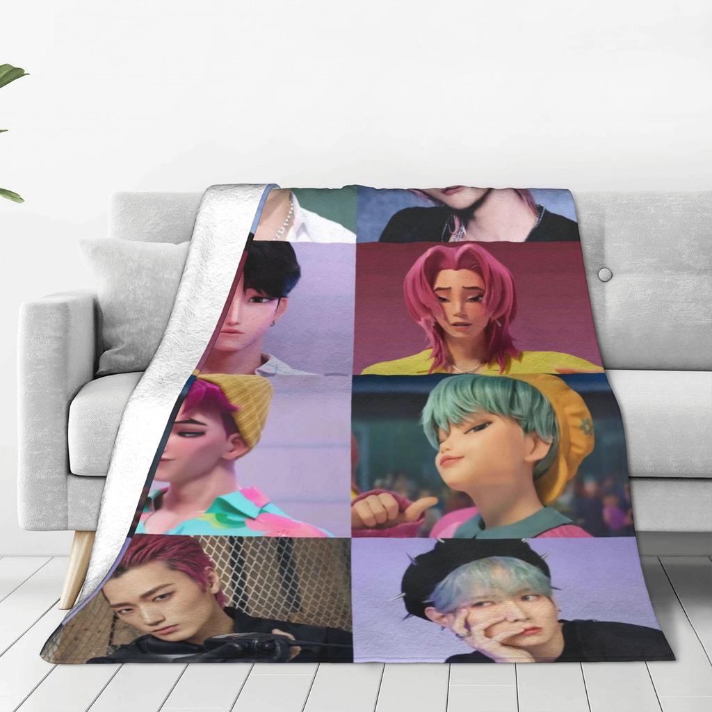 KPOP DEMON HUNTERS Saja Boys Jinu Blanket  Soft Warm Novelty Plush Throw Blanket For Children Outdoor Flannel Bedspread Cover