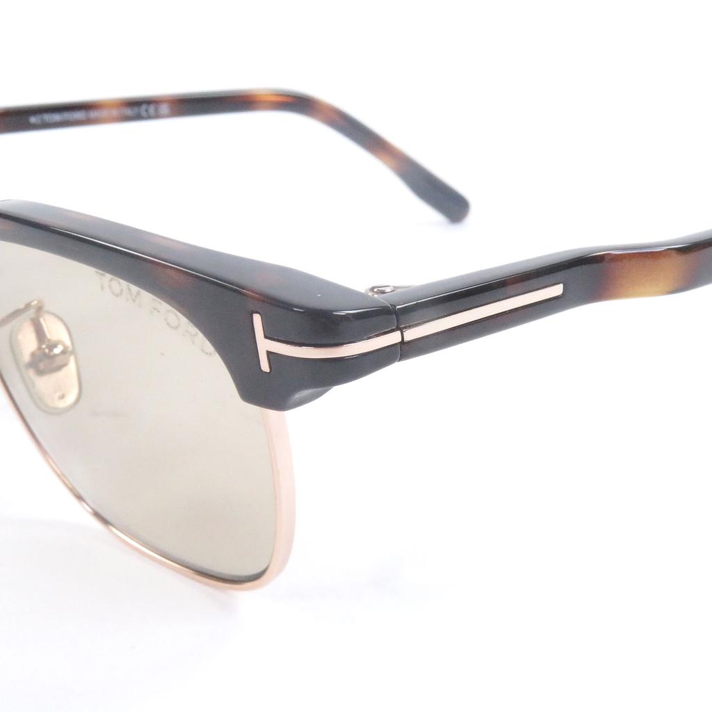 Excellent TOM FORD sunglasses Marble Half Rim Clear Brown Gold Yellow Lens Used