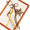 Creative retro fashion leopard print five-pointed star pendant chip braided rope beaded bag pendant keychain