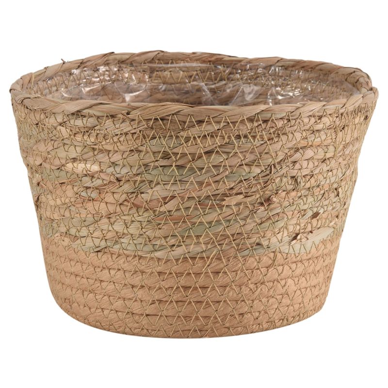A84E-Straw Weaving Flower Plant Pot Wicker Basket Rattan Flowerpot Storage Basket Handmade Woven Planter Basket Durable M