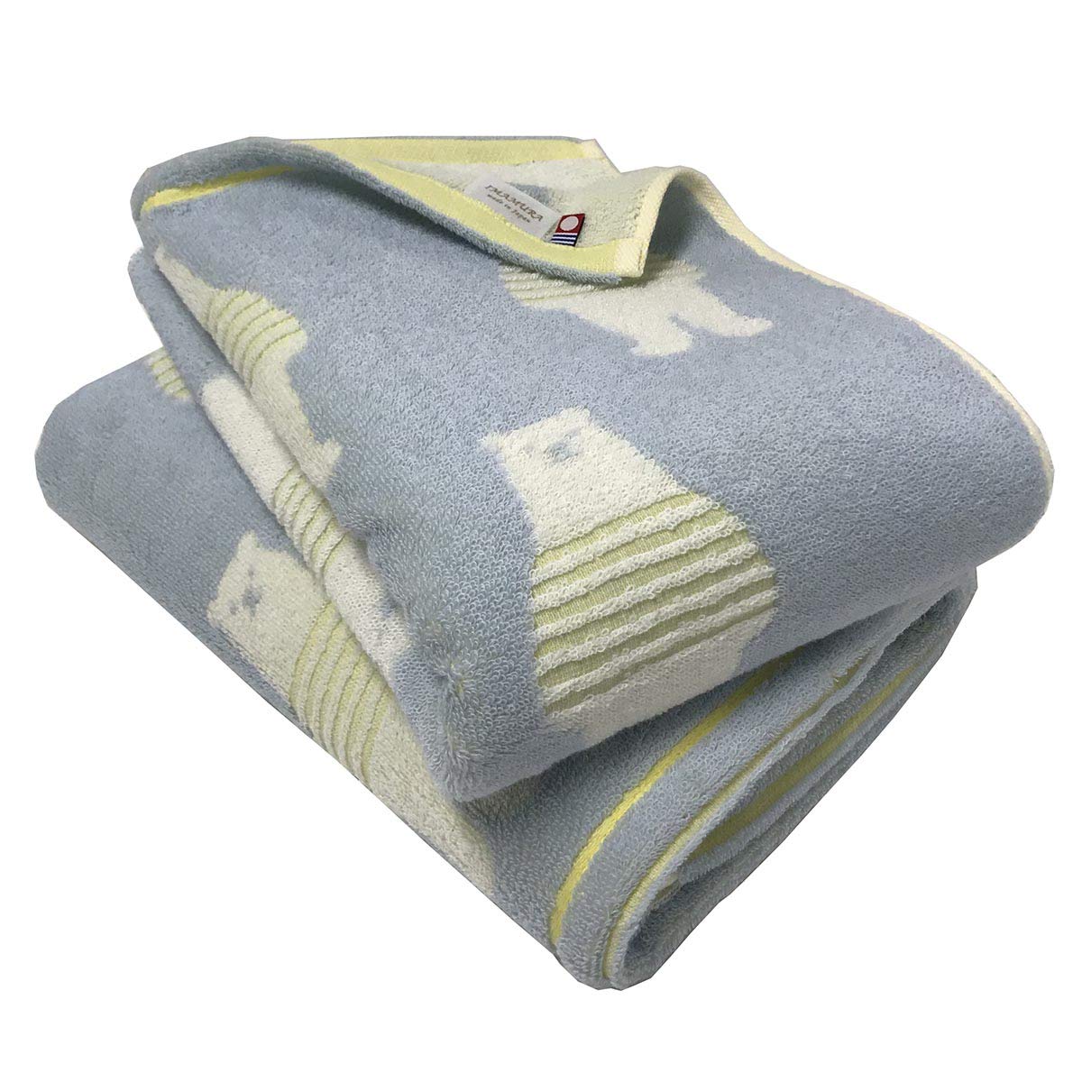 

Набор полотенец для ванной Imabari из 2 полотенец с изображением медведя, быстросохнущее синее полотенце, [сертифицировано брендом] 60x120 см, синее, кусочки, узор, милое, пушистое, впитывающее, (2