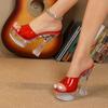 Women's Crystal Wedge Platform Mule Slippers, 15cm Super High Heels, Thick Anti-Slip Waterproof Sole, Sexy Party Shoes  34-43